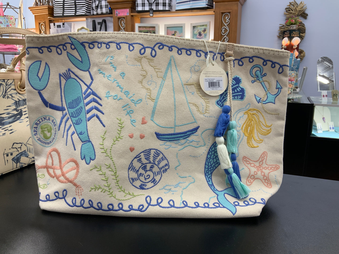 Spartina beach tote overboard