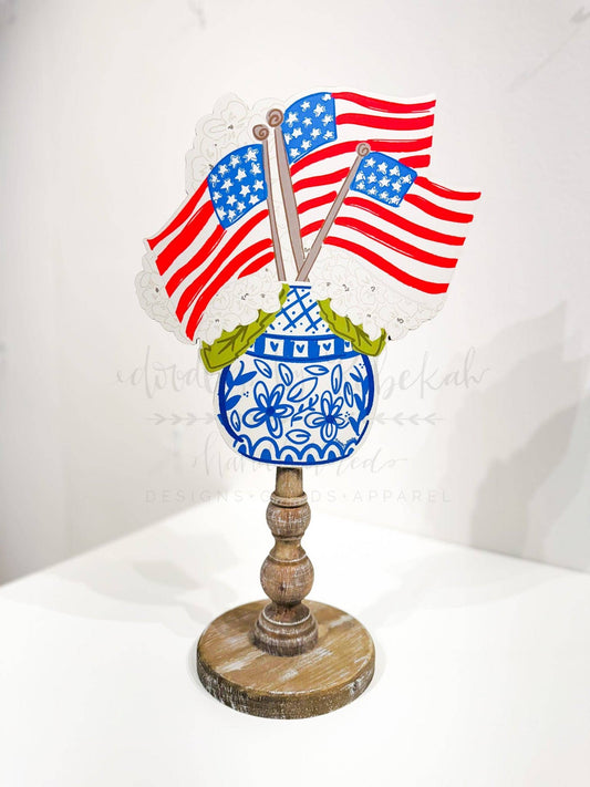 4th Flags Hydrangea Topper/Attachment: 12 inch Topper with peg