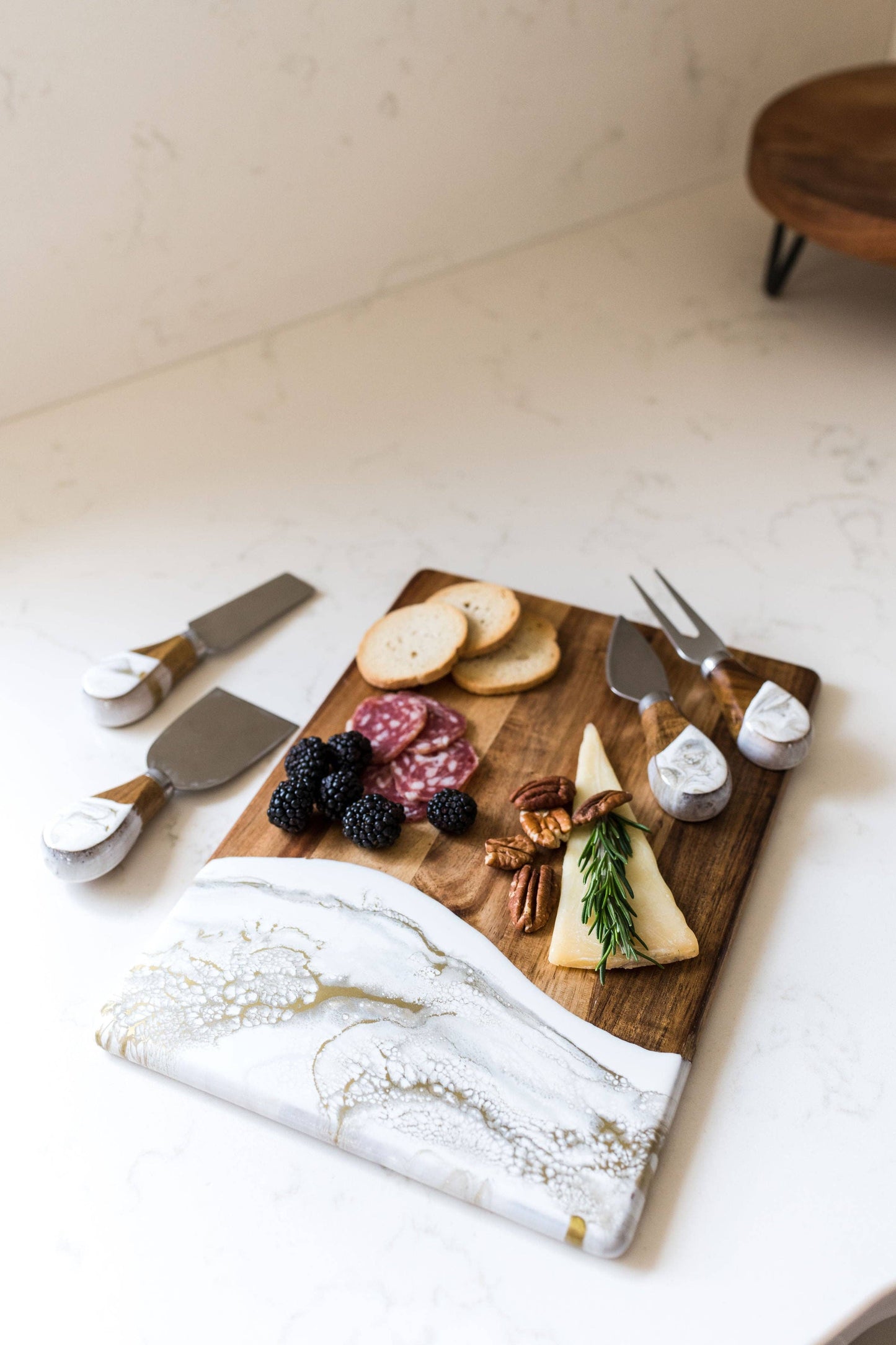 Resin Coated Cheese Knife Set - Set of 4  Marble