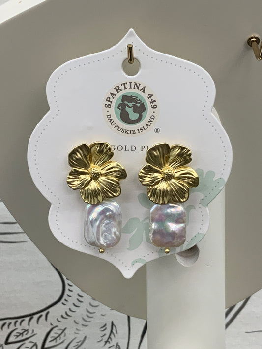 Spartina wildflower pearl earrings