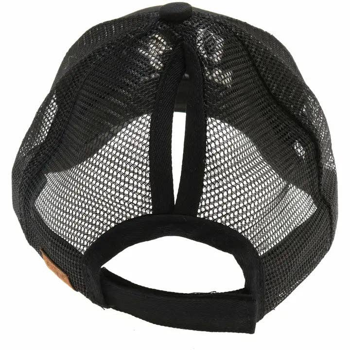 Dog Mom Embroidered Mesh Back High Ponytail CC Ball Cap BT10-DM: Grey