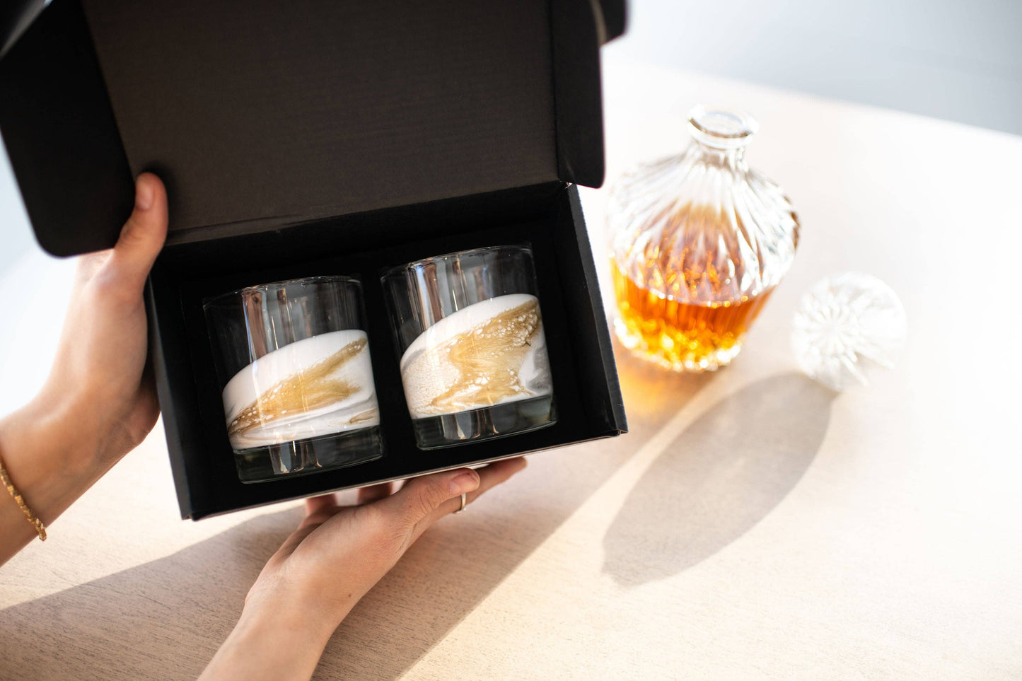 NEW!!! Resin Coated Old Fashioned Whisky Glasses -Northern Lights