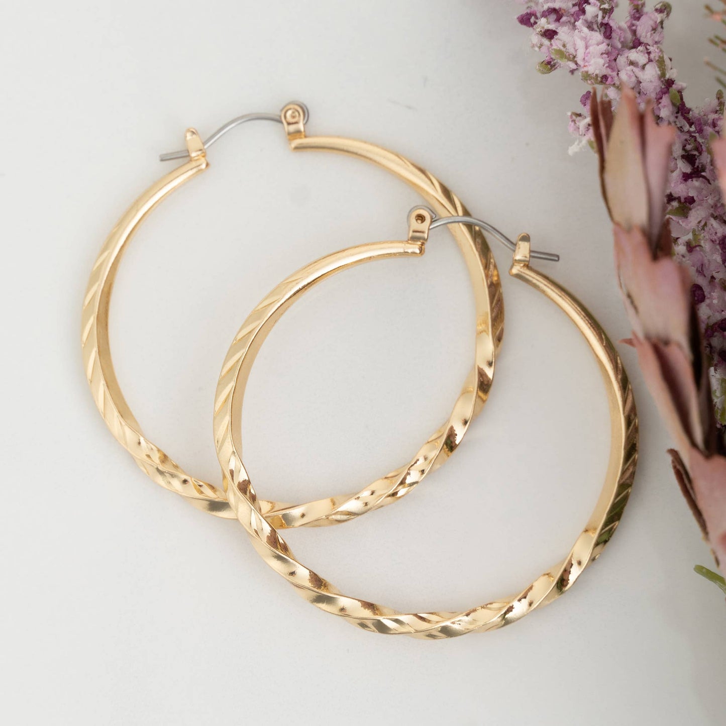 Classic Twisted Hoop Nickel-Free Earrings: Gold