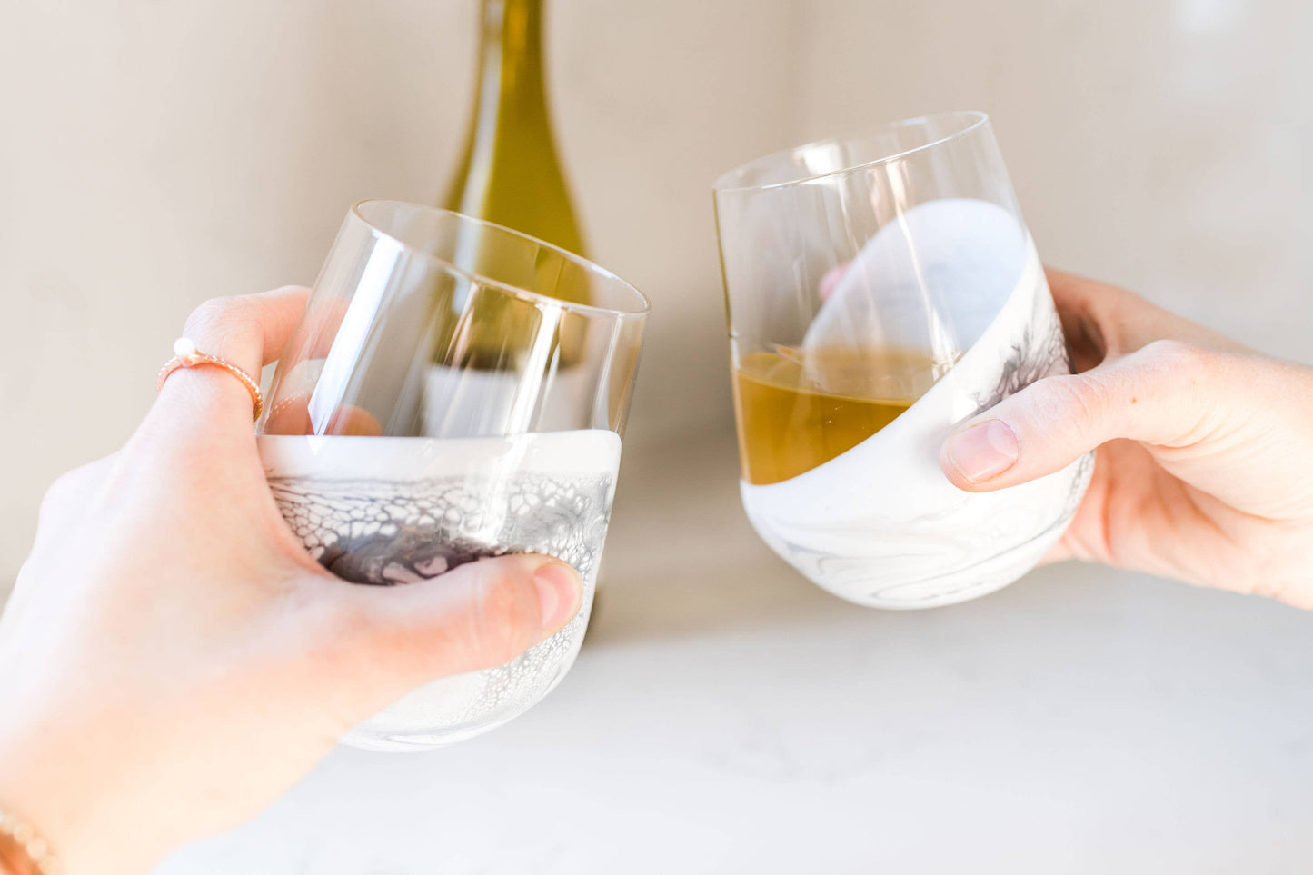 Resin Accented Wine and Entertaining Glasses -Jade