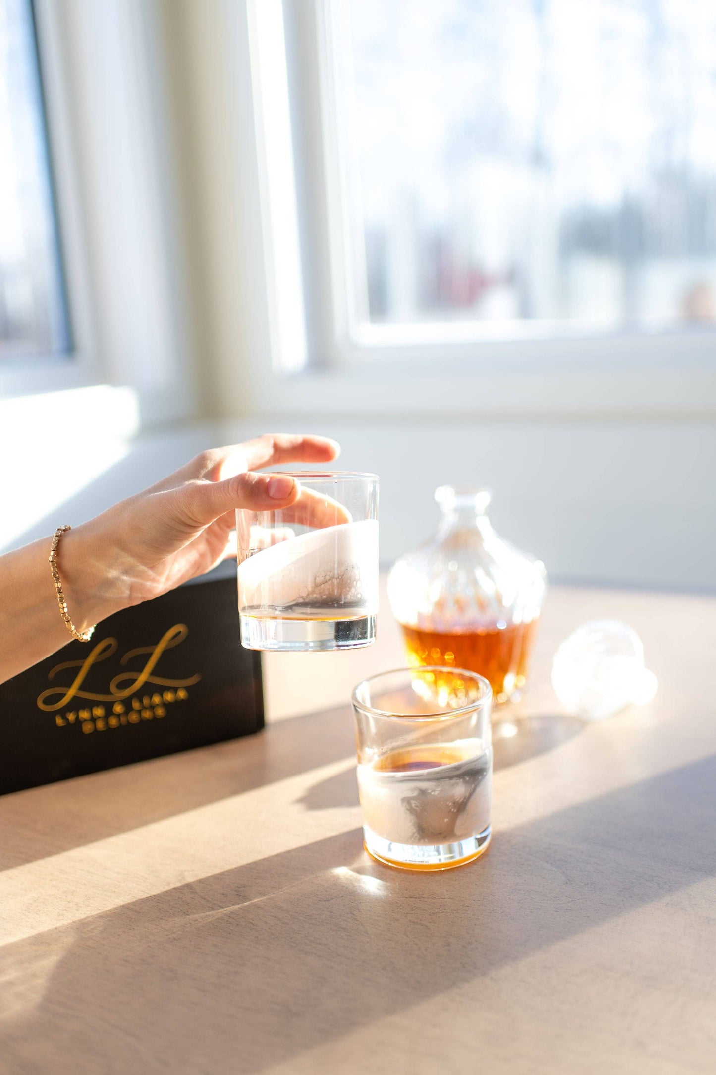 NEW!!! Resin Coated Old Fashioned Whisky Glasses -Northern Lights