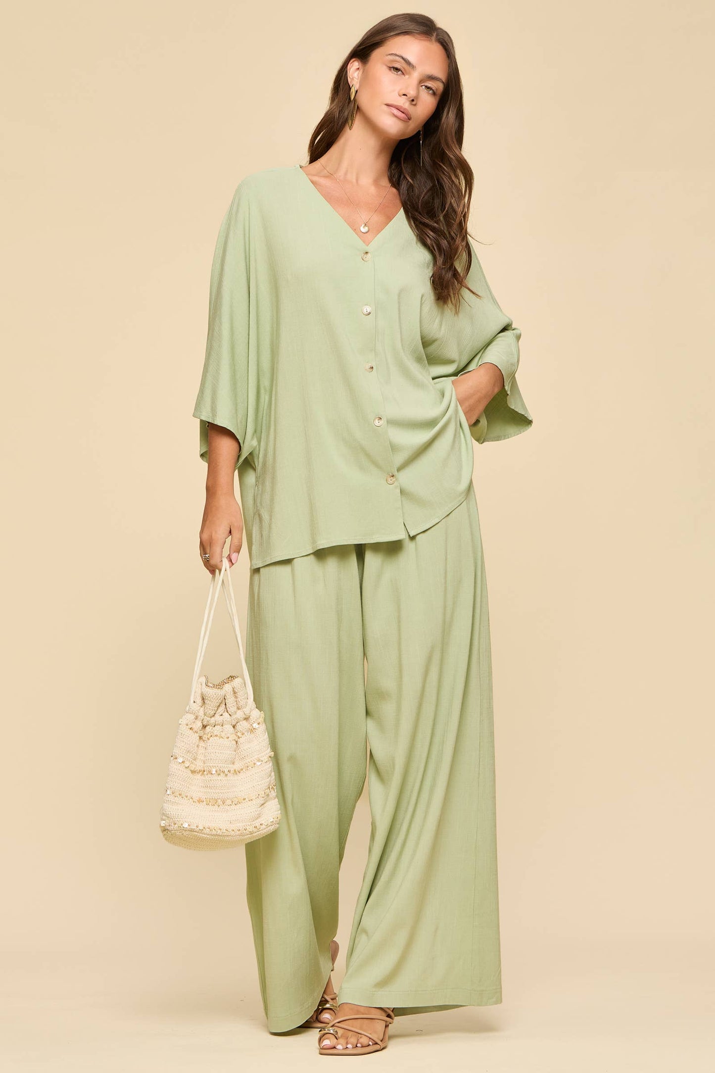 2-Piece Linen Summer Set: BLUE