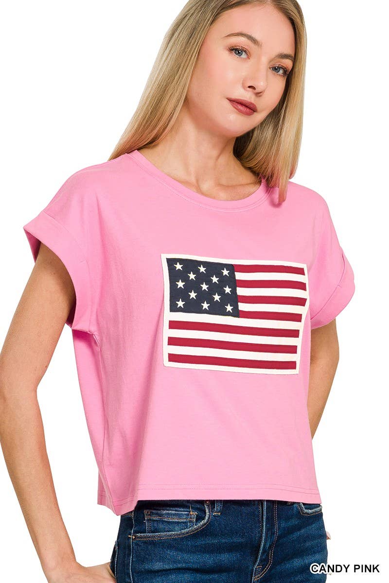 American Flag Tee: WHITE