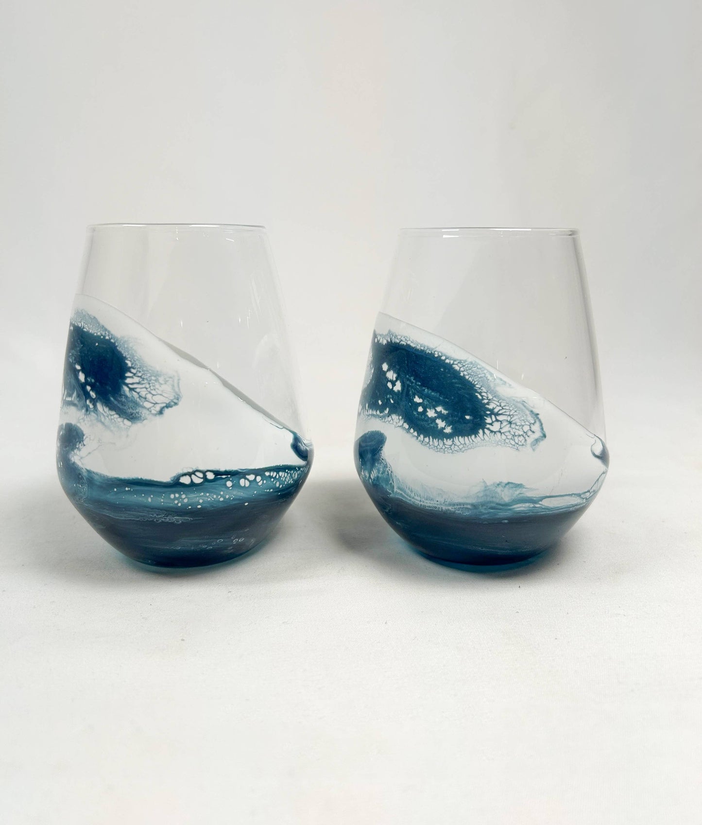 Resin Accented Wine and Entertaining Glasses -Jade