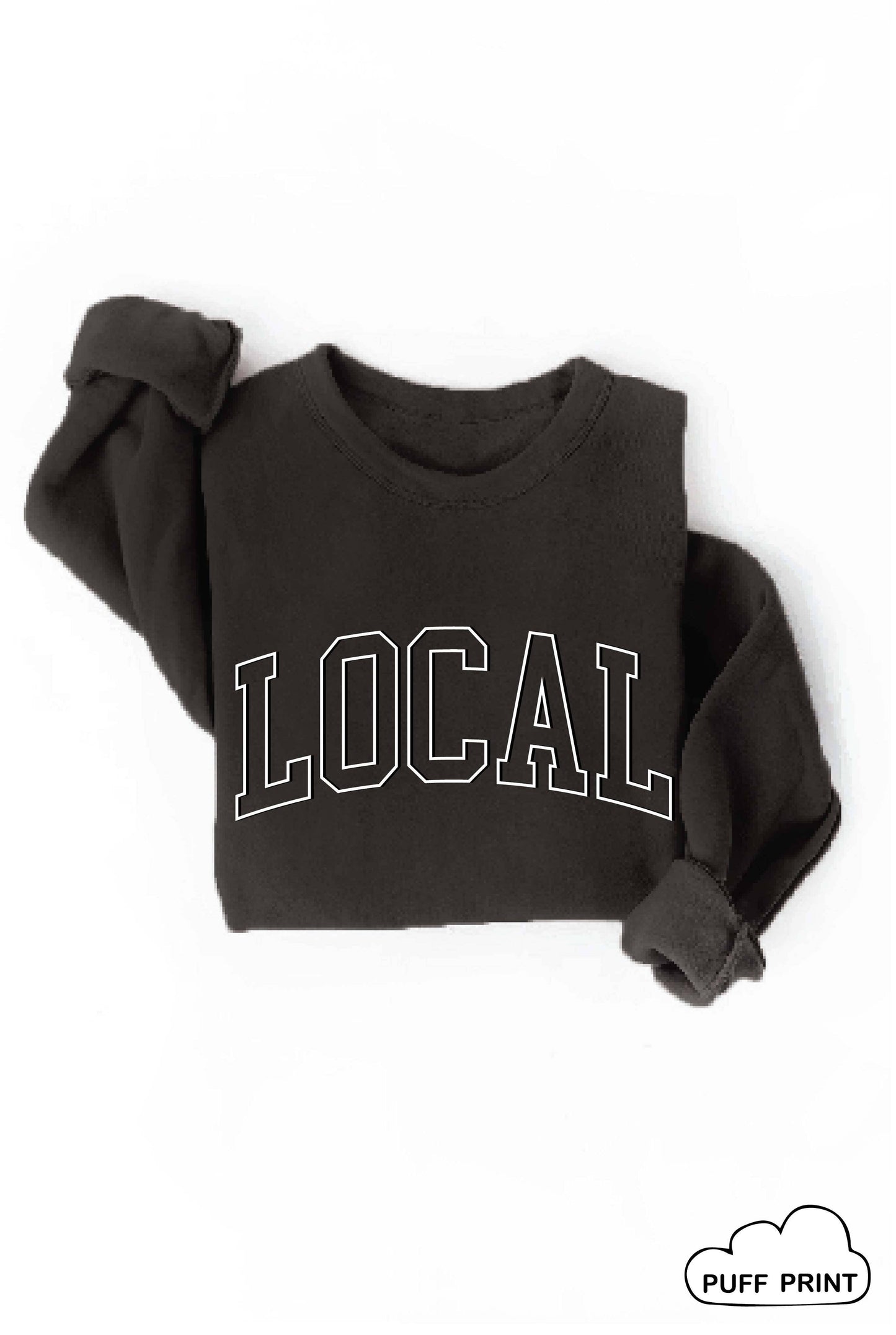 LOCAL Puff print Graphic Sweatshirt: BLACK