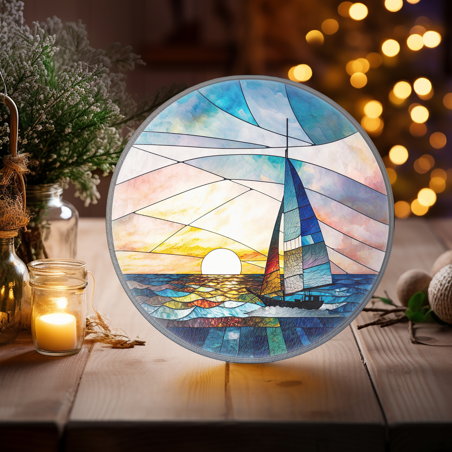 Tempered Glass Cutting Board: Nautical Serving Tray: 8 - Inch