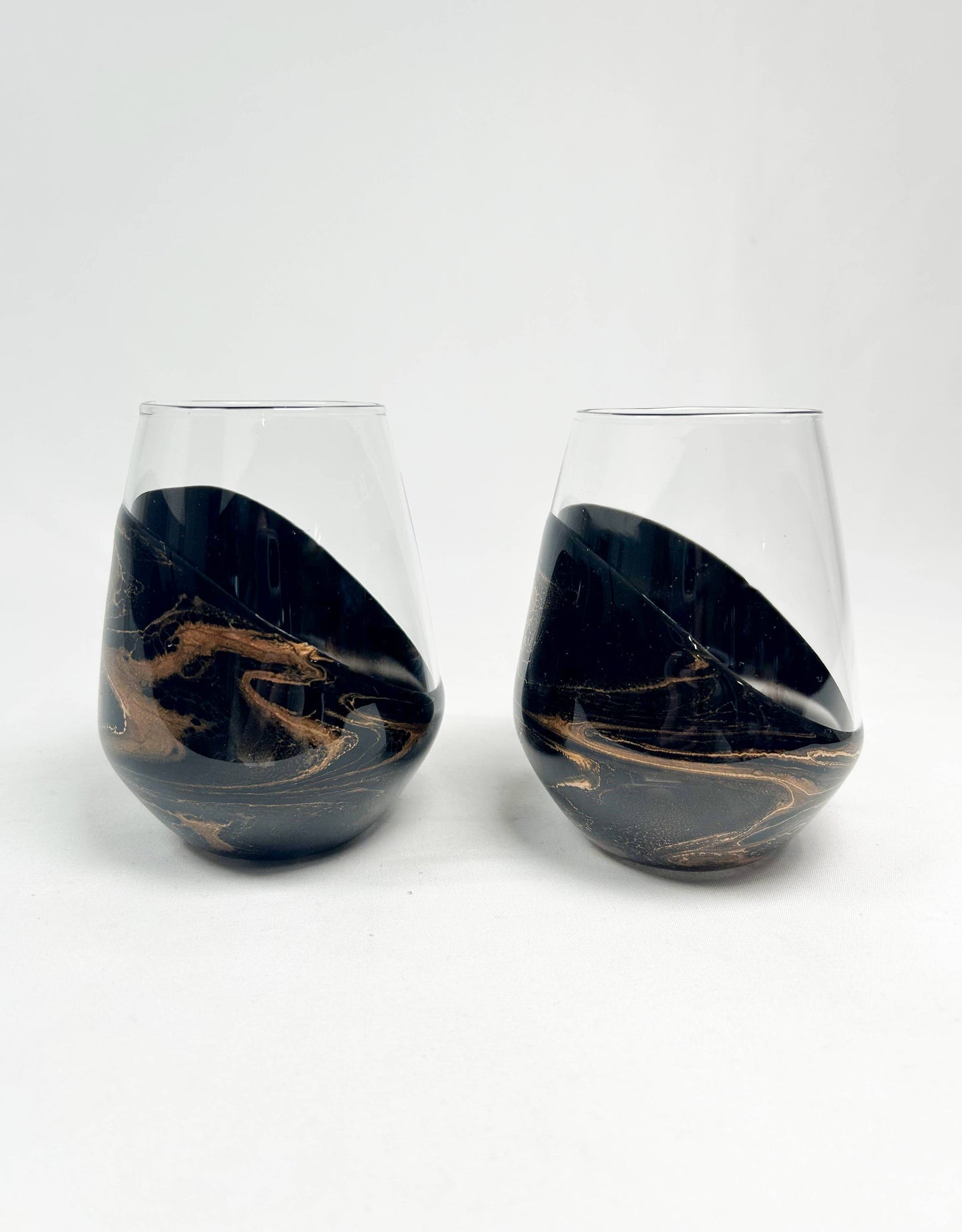 Resin Accented Wine and Entertaining Glasses -Jade