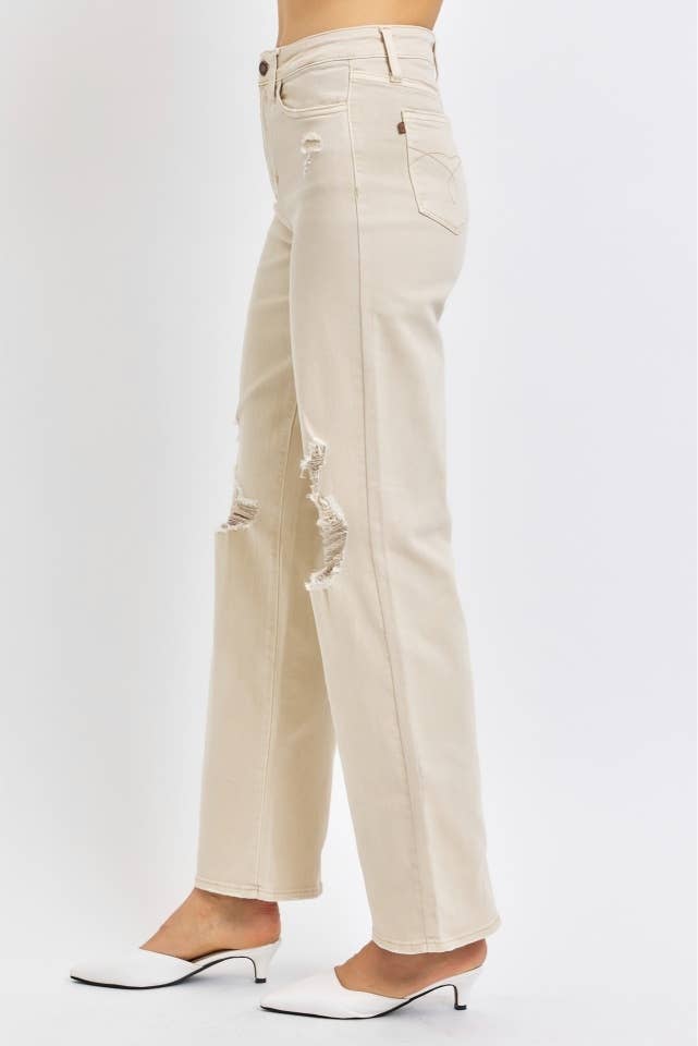 HW Garment Dyed Destroy 90's Straight: BONE / 11(30)