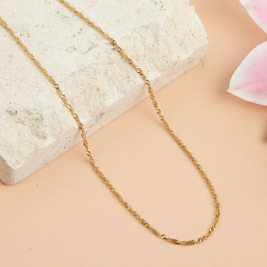 Narelle Waterproof Twisted Chain Necklace: Yellow Gold