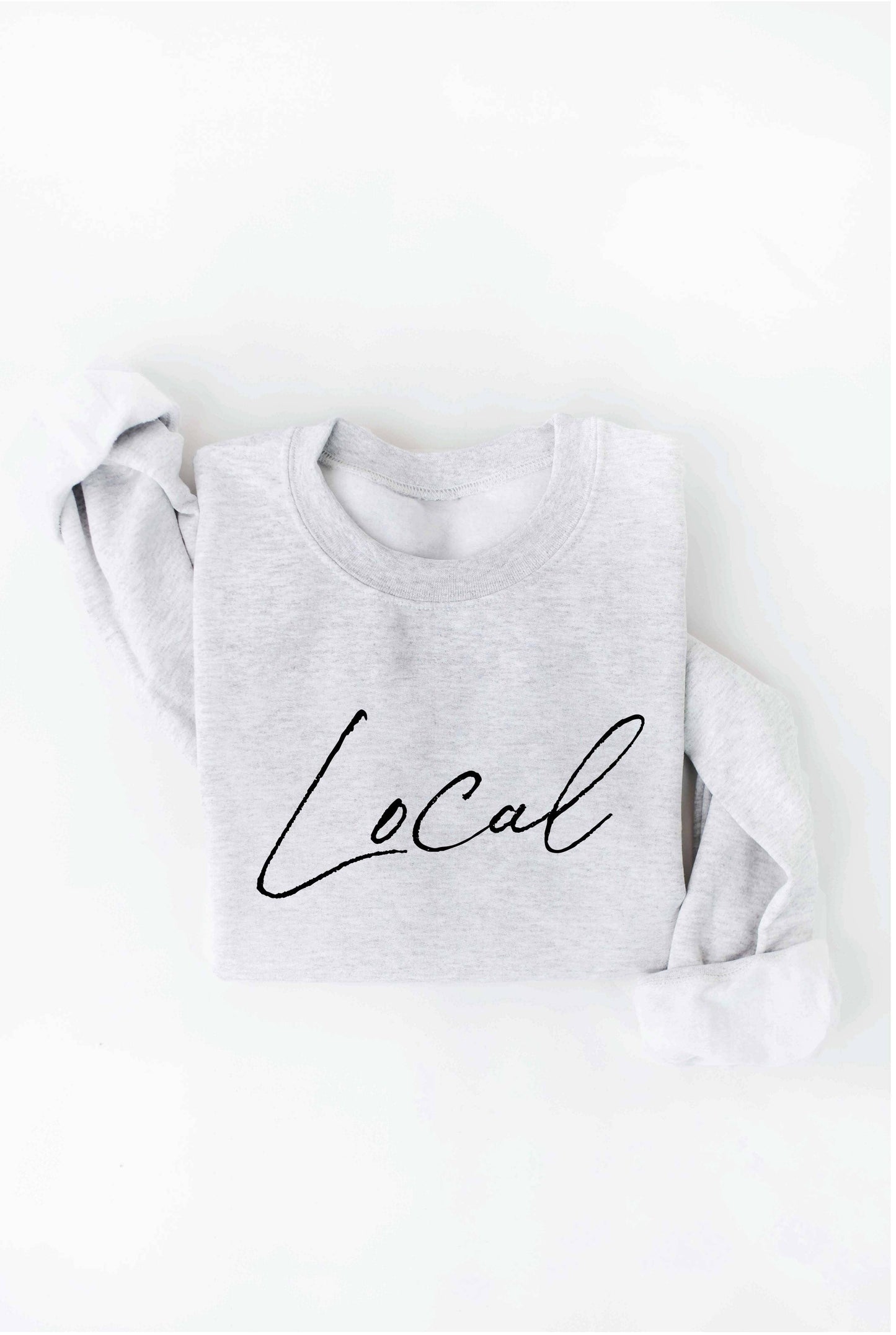 LOCAL Cursive Graphic Sweatshirt: HEATHER FOREST
