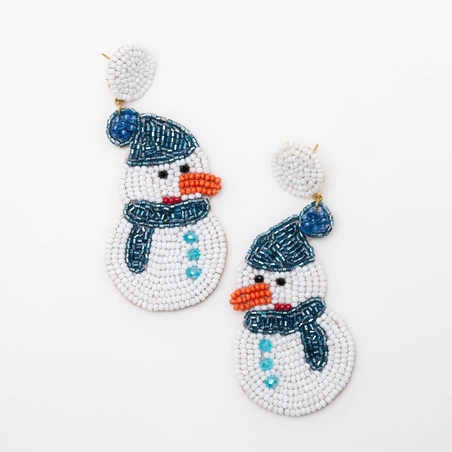 Holiday Christmas Seed Bead Snowman Earrings