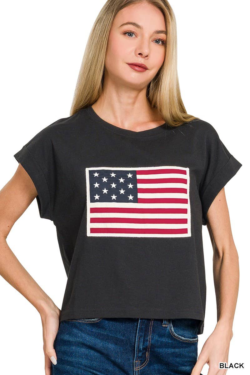 American Flag Tee: WHITE