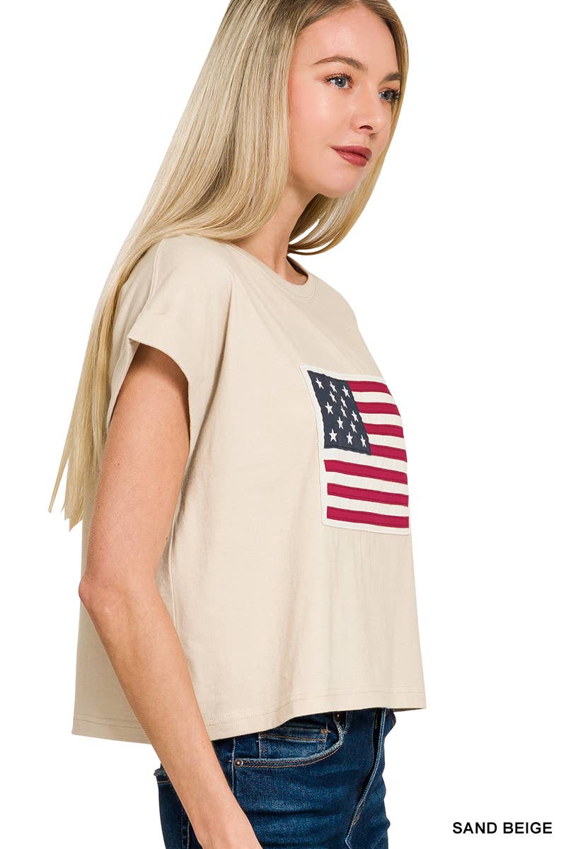 American Flag Tee: WHITE