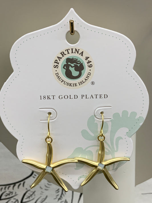 Spartina sea star opal earrings