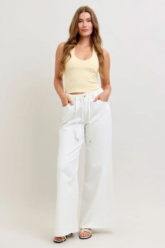 Judy blue high waist elastic pallazzo denim