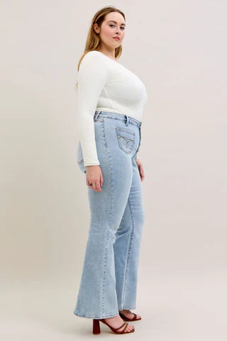 Judy blue high waist button fly flare