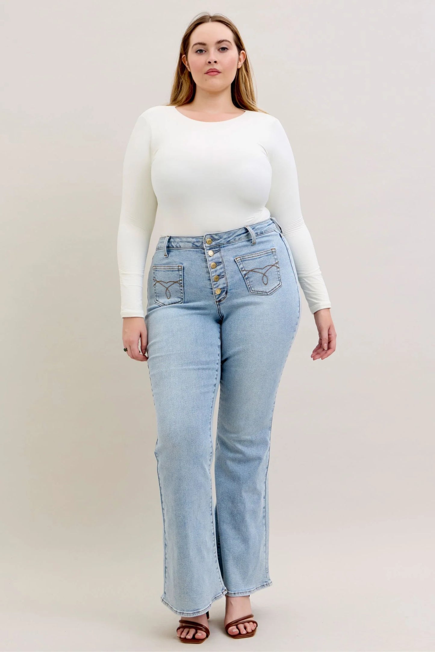 Judy blue high waist button fly flare