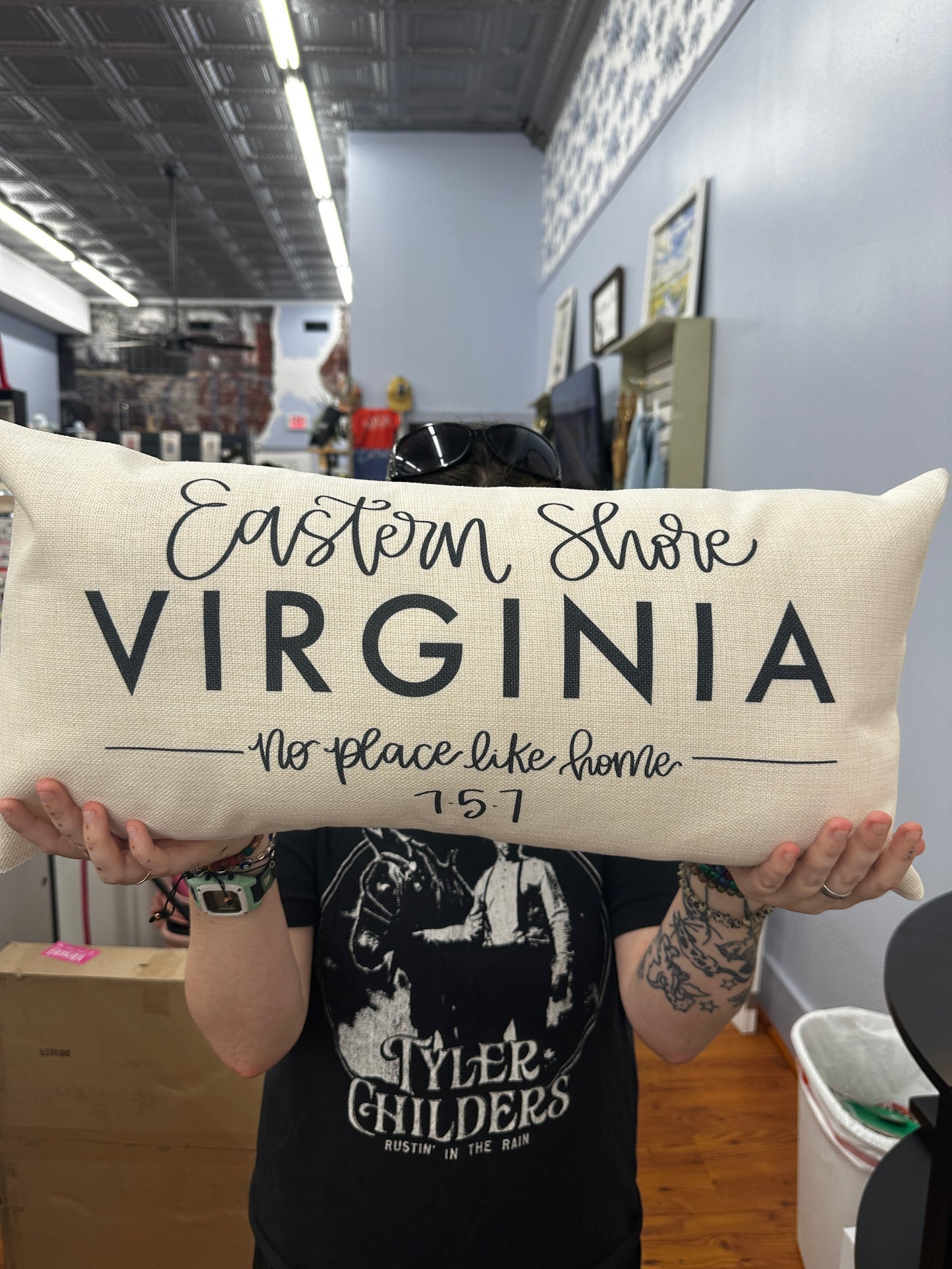 Black "No Place Like Home" Lumbar Pillow