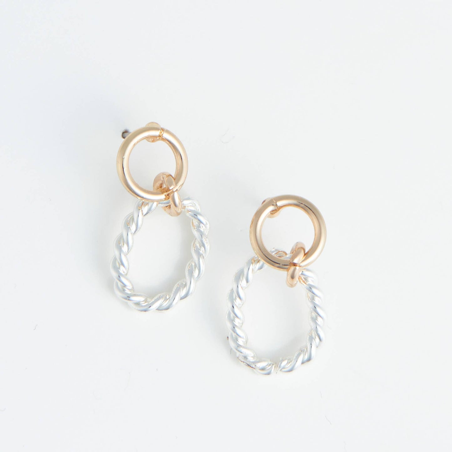 Ear Sense Two Tone Rope Drop Earrings