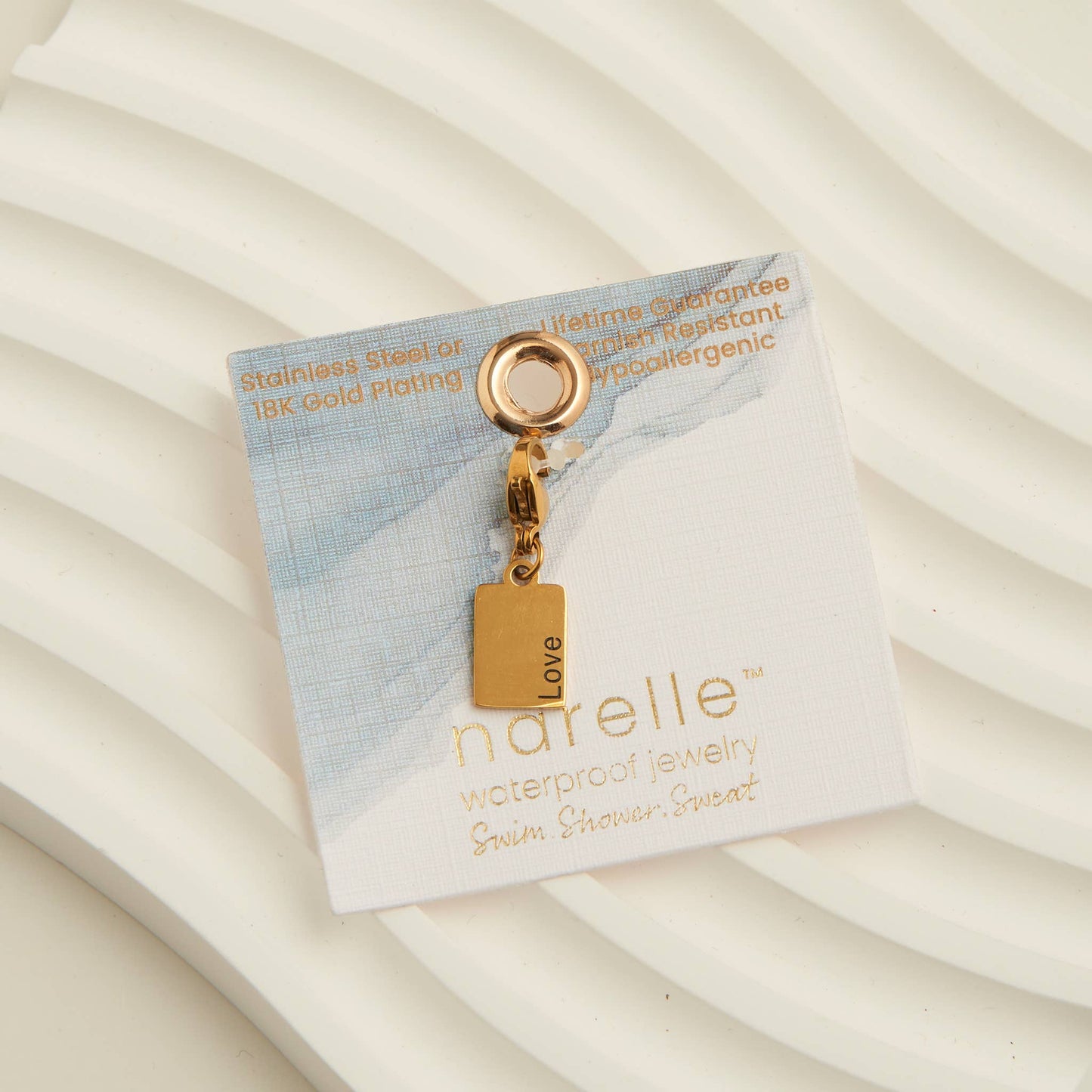 Narelle Waterproof 18K Gold Inspiration Tag Charm: Strength