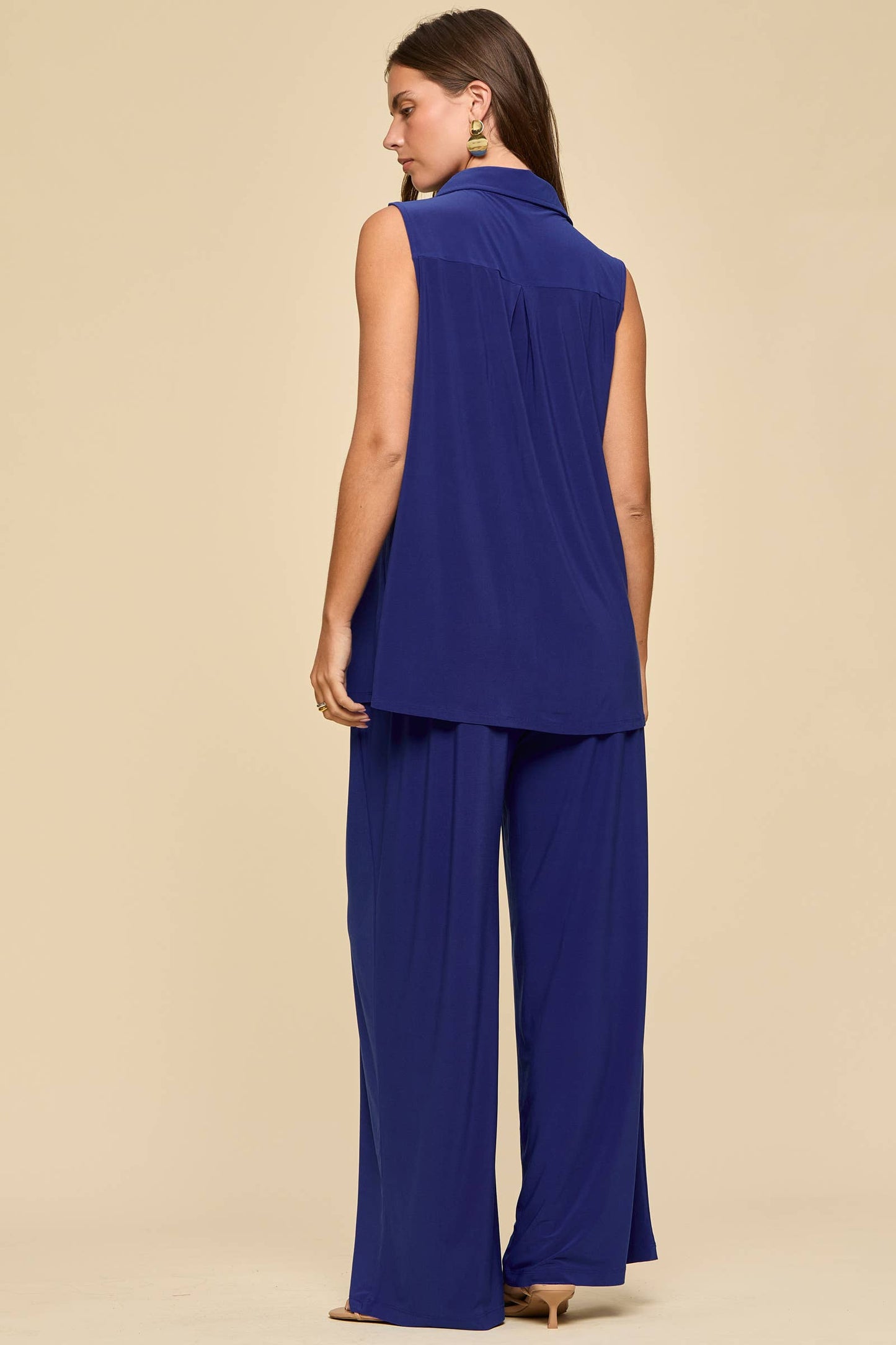 2-Piece Tank + Relaxed Pants Resort Wear Set: ROYAL BLUE
