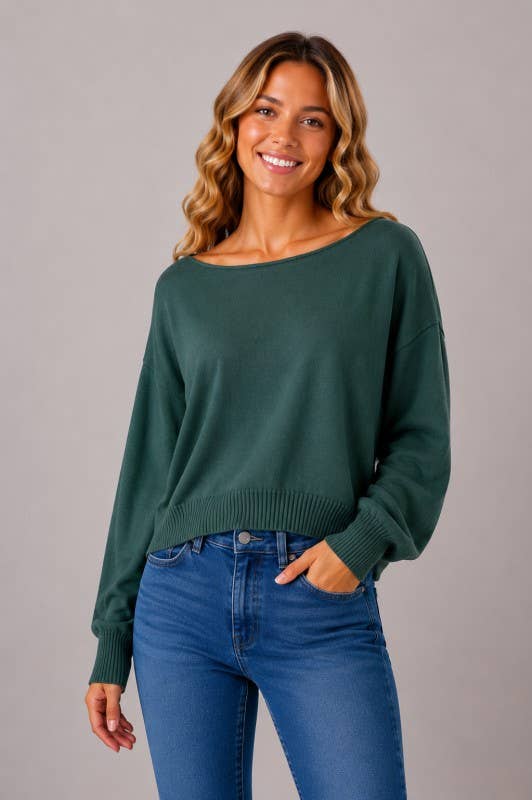 Boat Neck Pullover Sweater: Off White