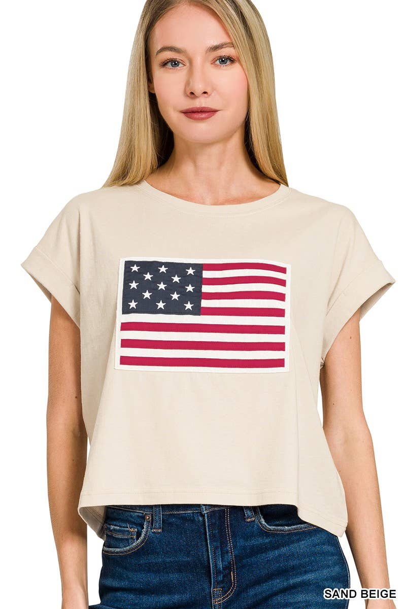 American Flag Tee: WHITE