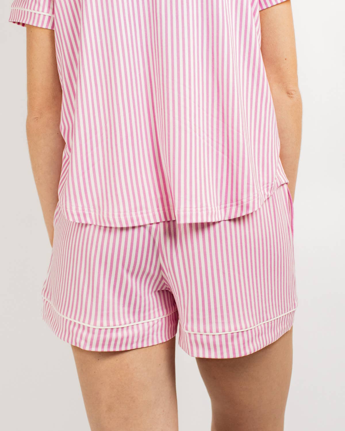 Pinstripe Short Sleeve Button Up Sleep set