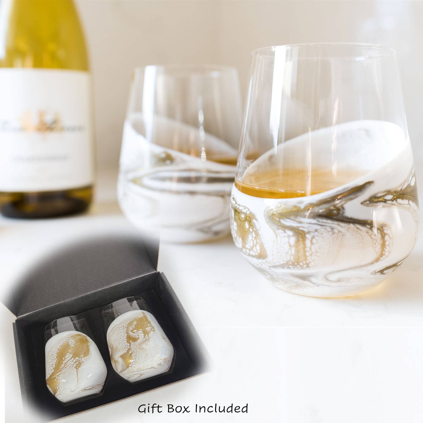 Resin Accented Wine and Entertaining Glasses -Jade