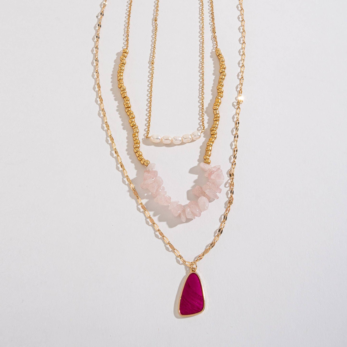 Callie Stone Layered Necklace: Gold