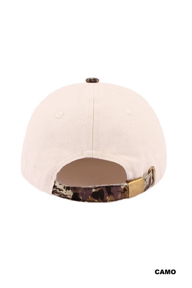 Star Floral American Flag Two Tone Cotton Hat: CAMO /