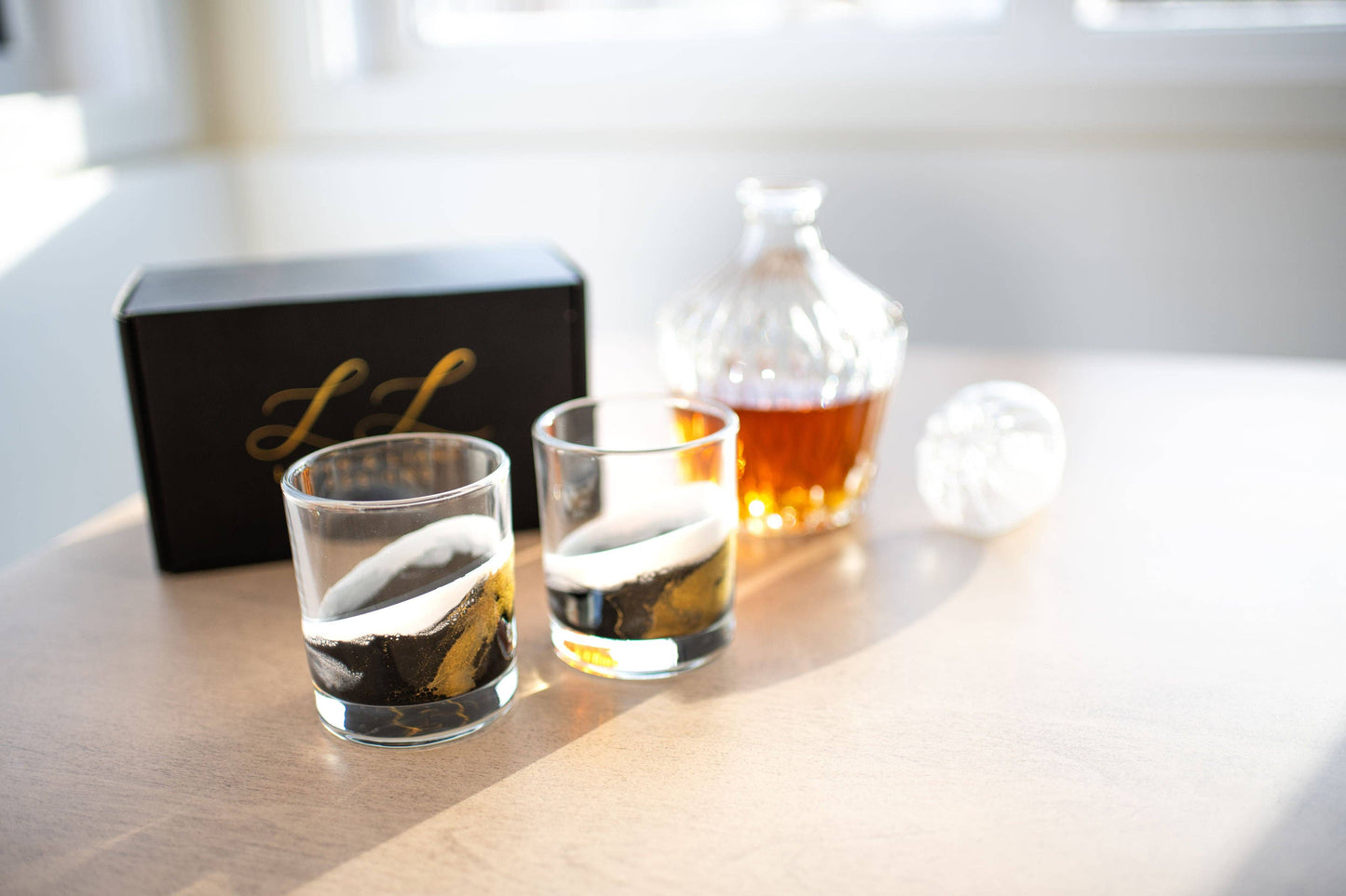NEW!!! Resin Coated Old Fashioned Whisky Glasses -Northern Lights