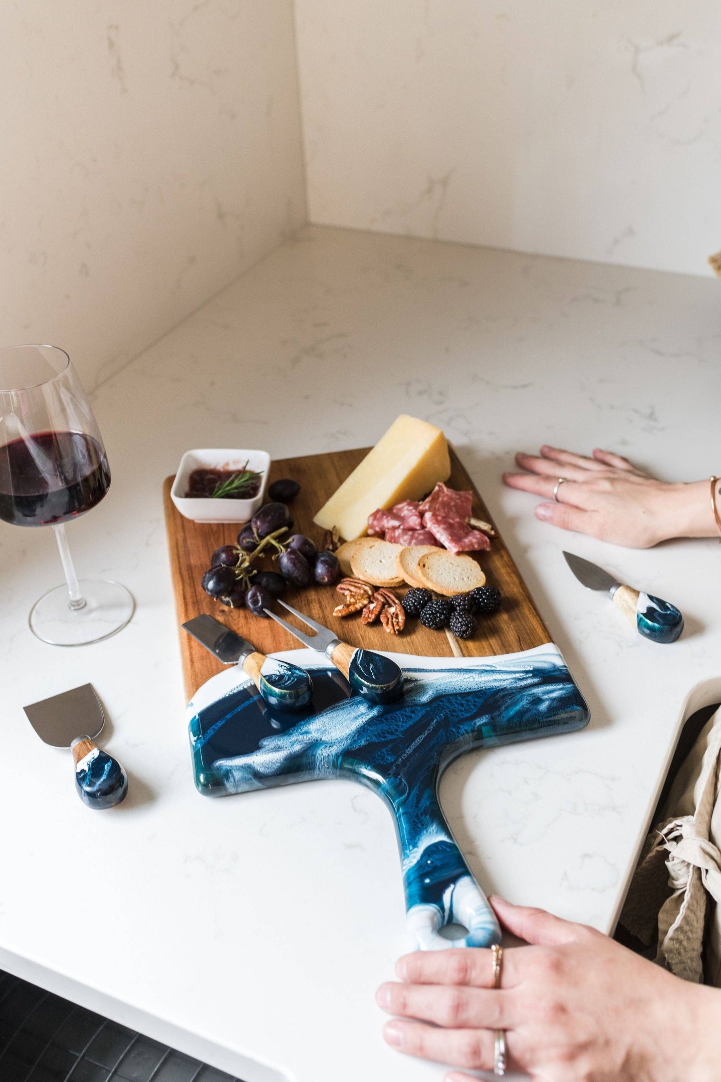 Resin Coated Cheese Knife Set - Set of 4  Marble