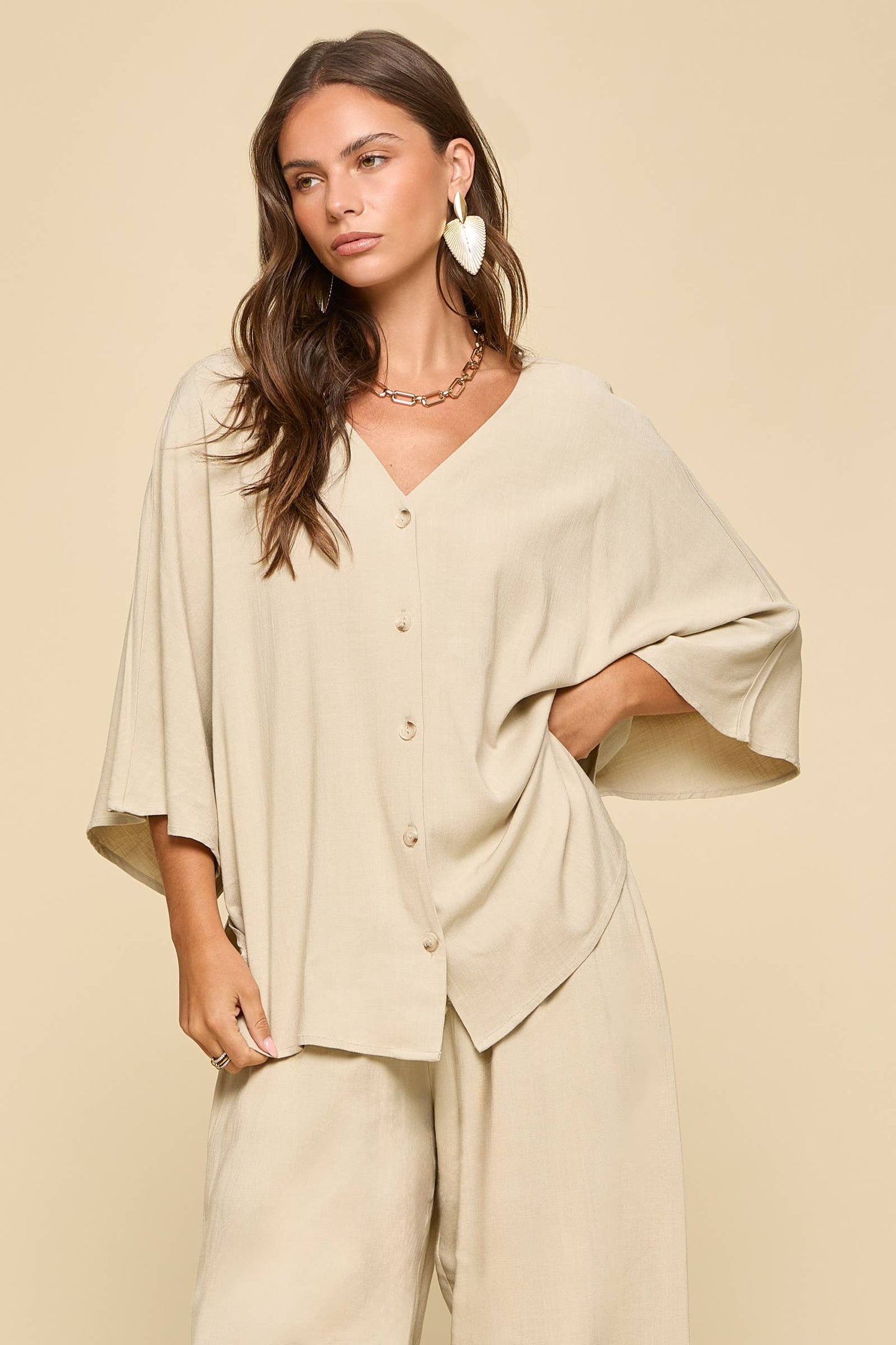 2-Piece Linen Summer Set: OYSTER