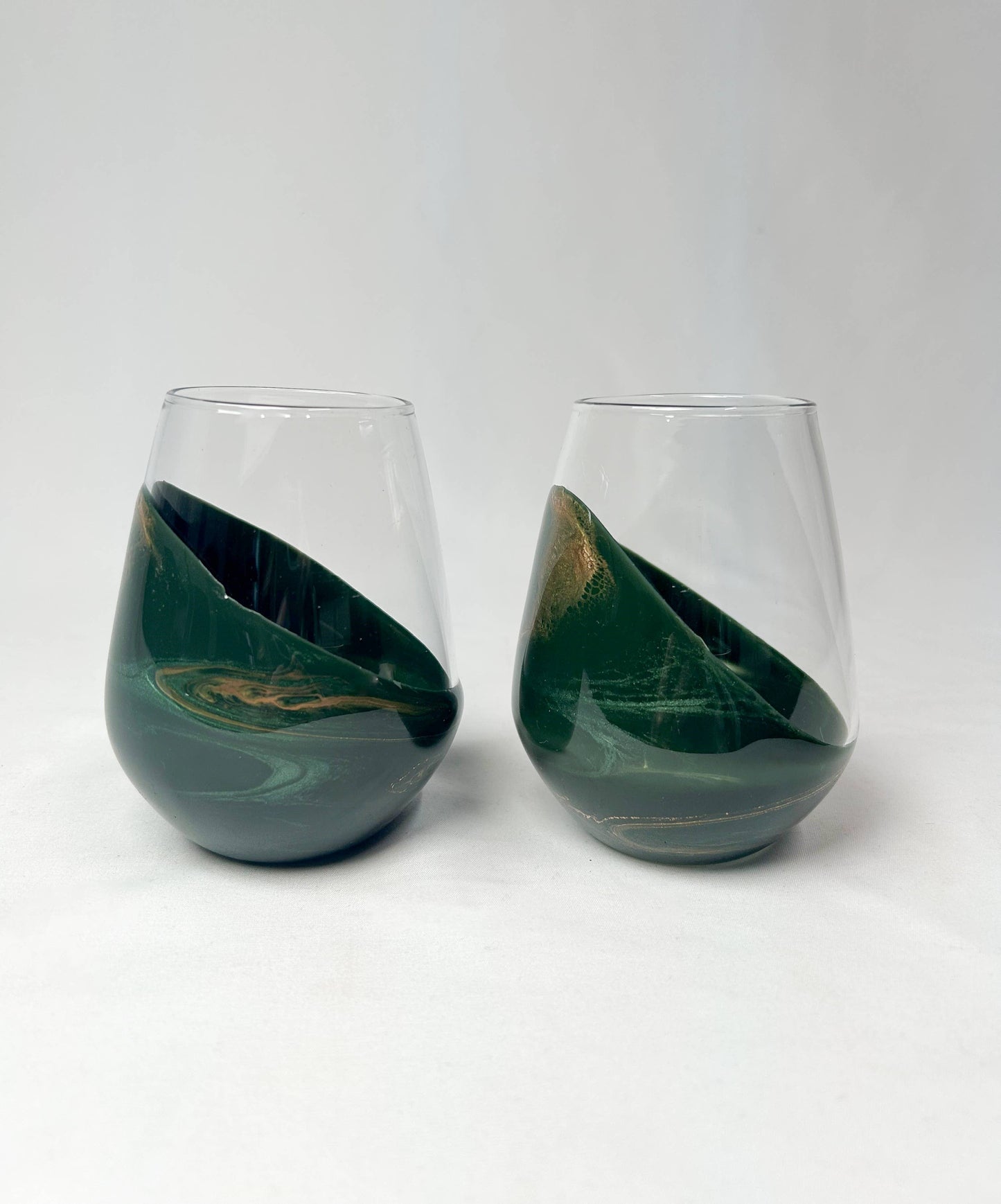 Resin Accented Wine and Entertaining Glasses -Jade