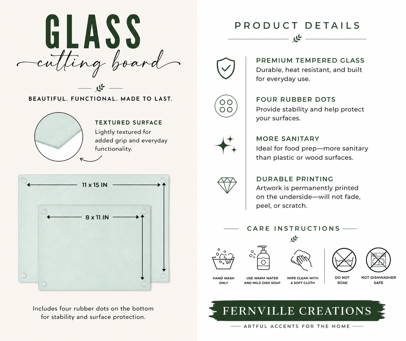 Coastal Tempered Glass Cutting Board: 11x15 inch