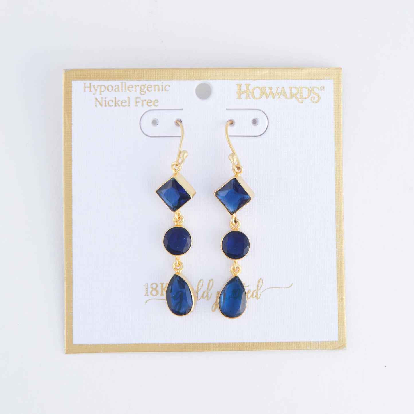 Tahani 18K Gold Linked Quartz Gemstone Drop Earrings: Blue Quartz