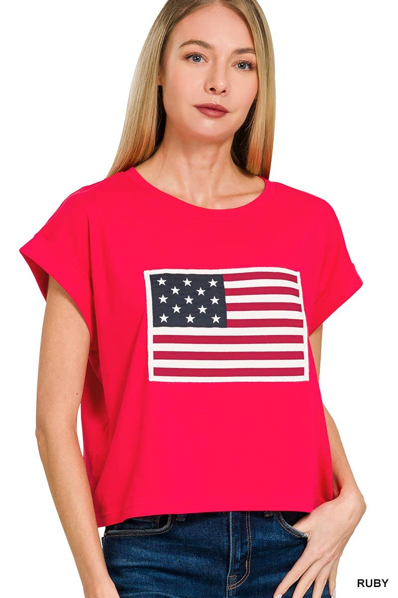 American Flag Tee: WHITE
