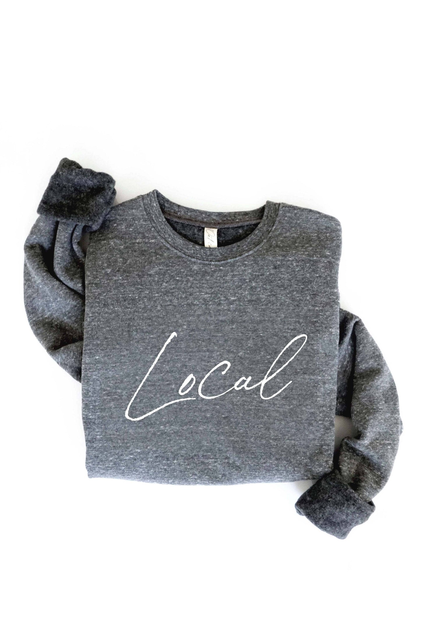LOCAL Cursive Graphic Sweatshirt: HEATHER FOREST