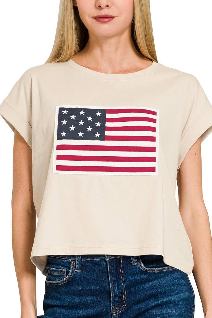 American Flag Tee: WHITE