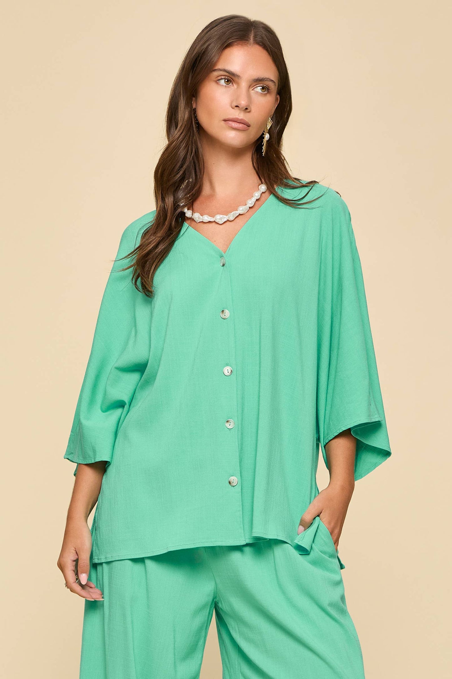2-Piece Linen Summer Set: OYSTER