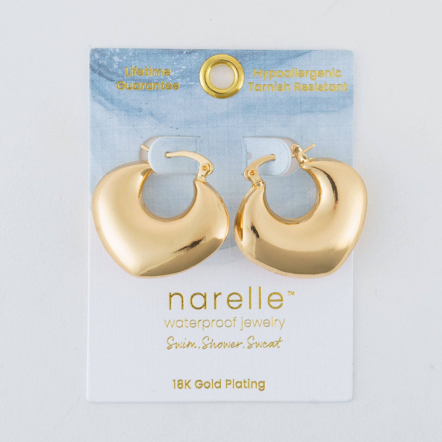 Narelle Waterproof Round Geo Hoop Earrings: Yellow Gold