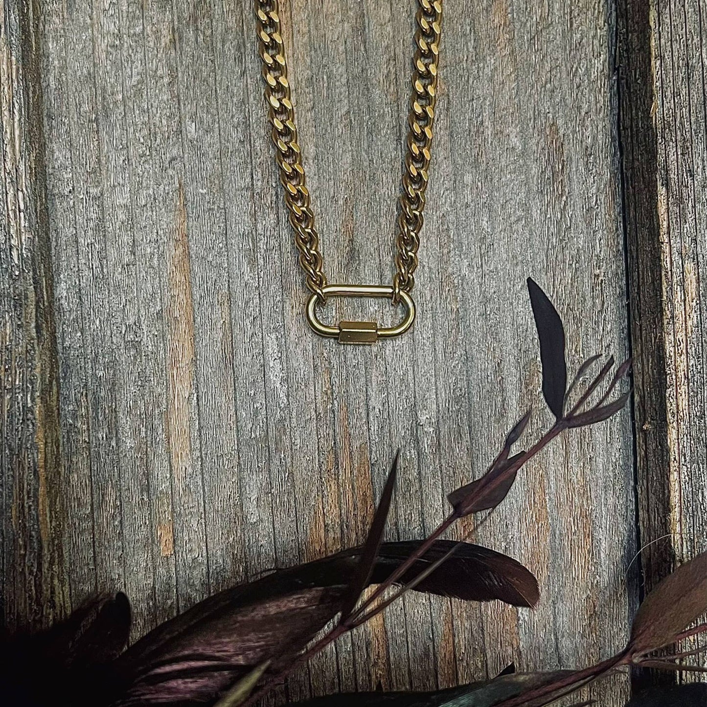 Narelle Waterproof 16" Functional Carabiner Necklace: Yellow Gold