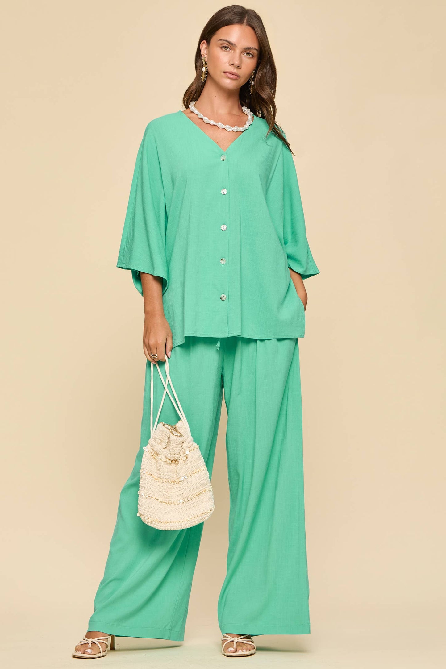 2-Piece Linen Summer Set: BLUE