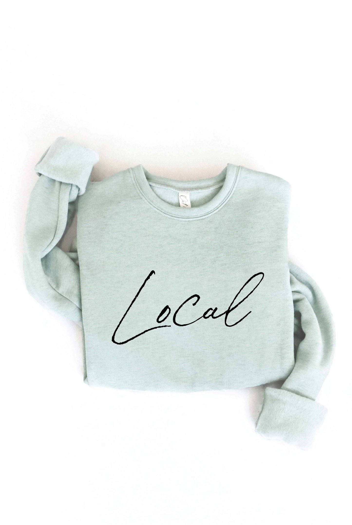 LOCAL Cursive Graphic Sweatshirt: HEATHER FOREST
