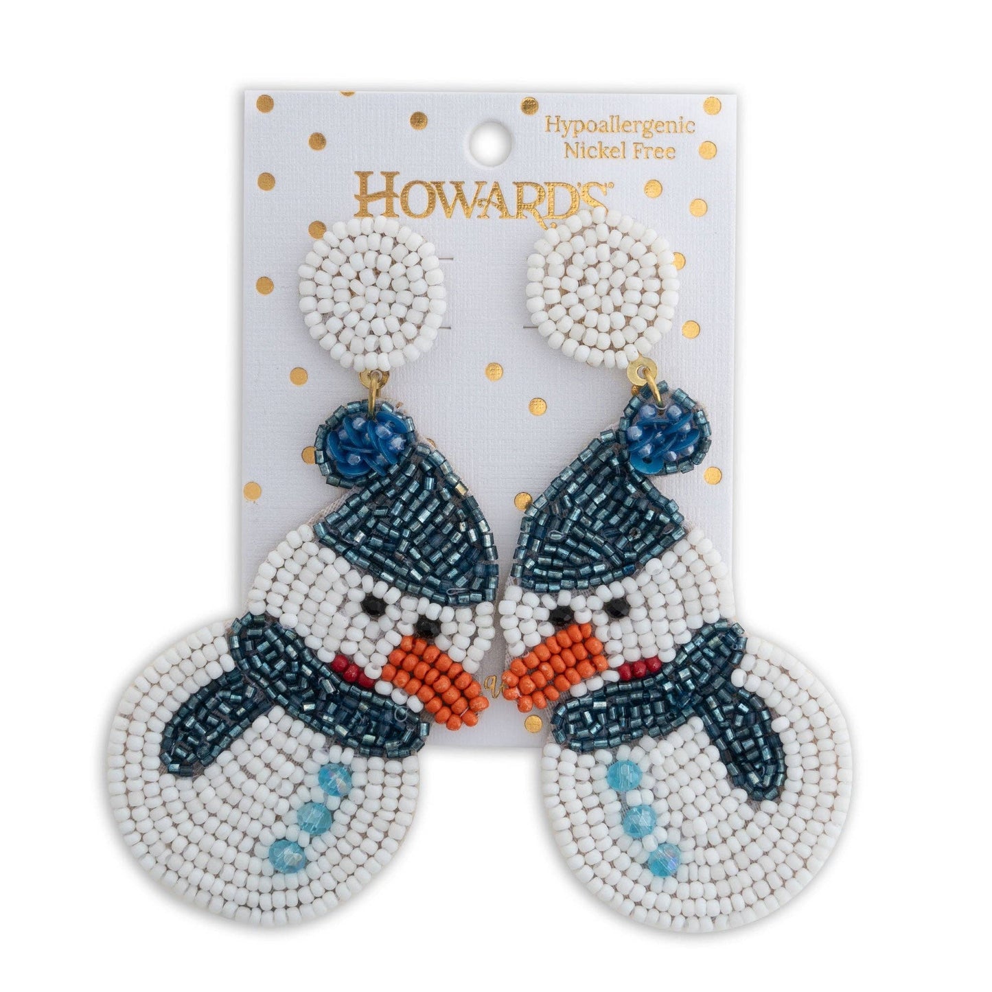 Holiday Christmas Seed Bead Snowman Earrings